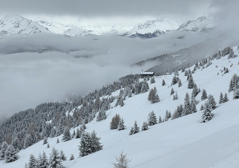 Ski terrain toward the Pedra Grossa top station