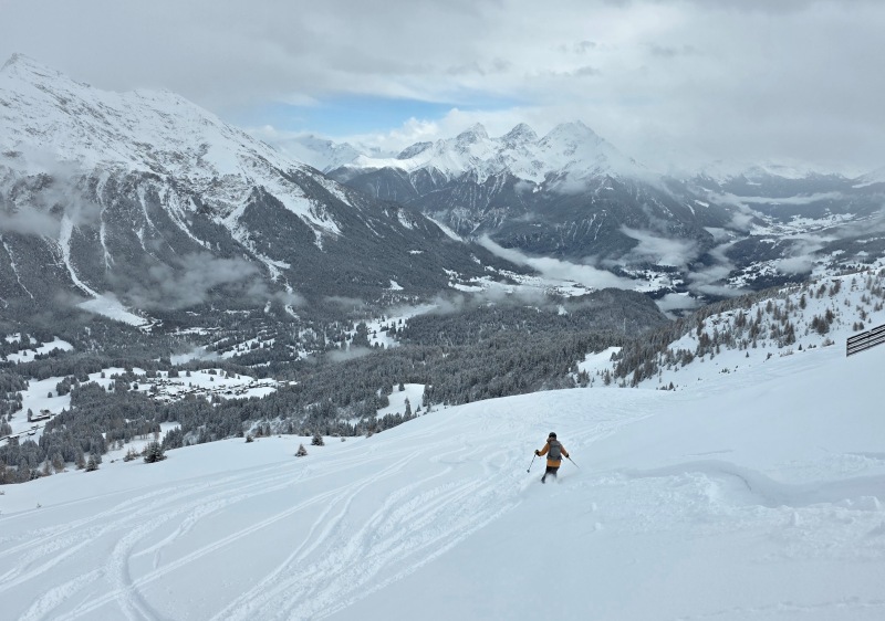 Powder skiing where piste #40 normally is!