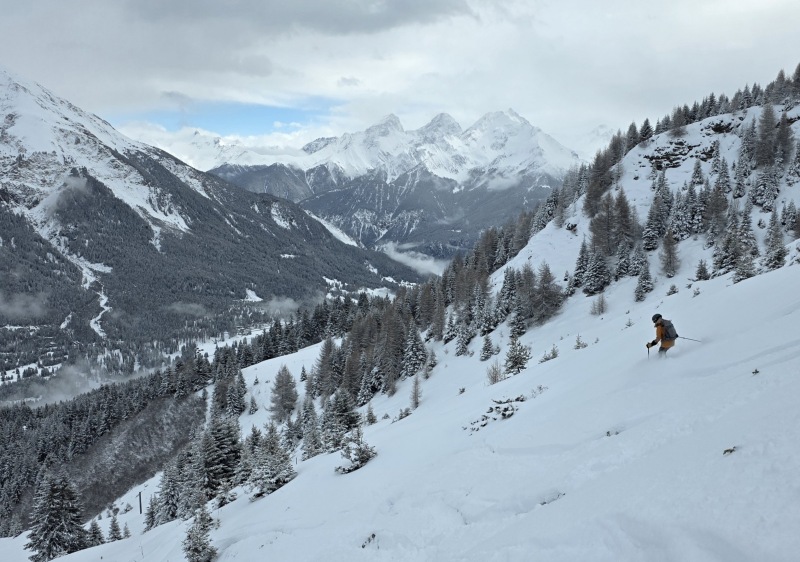 More freeride powder above Alphutte Fops