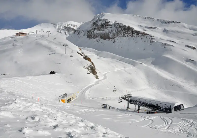 Leukerbad Torrent ski resort chairlift tops out at 2,610m altitude