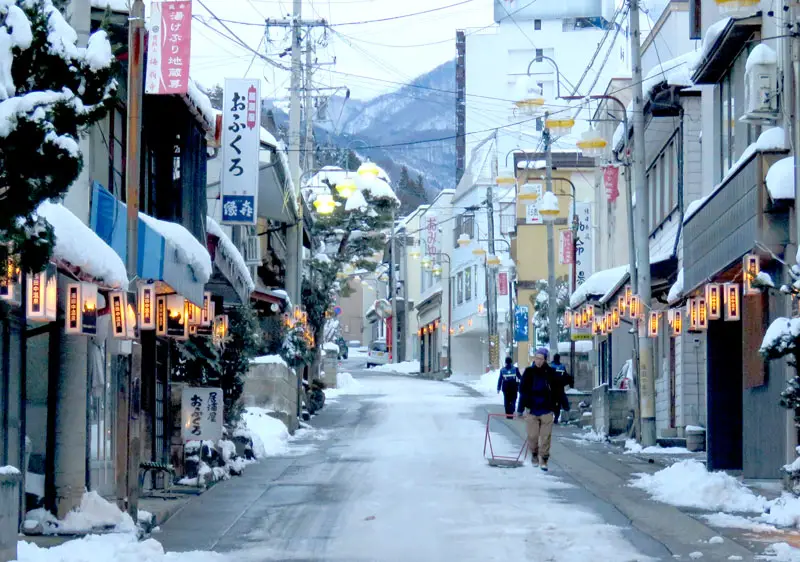 Downtown Yudanaka; an authentic Japanese town