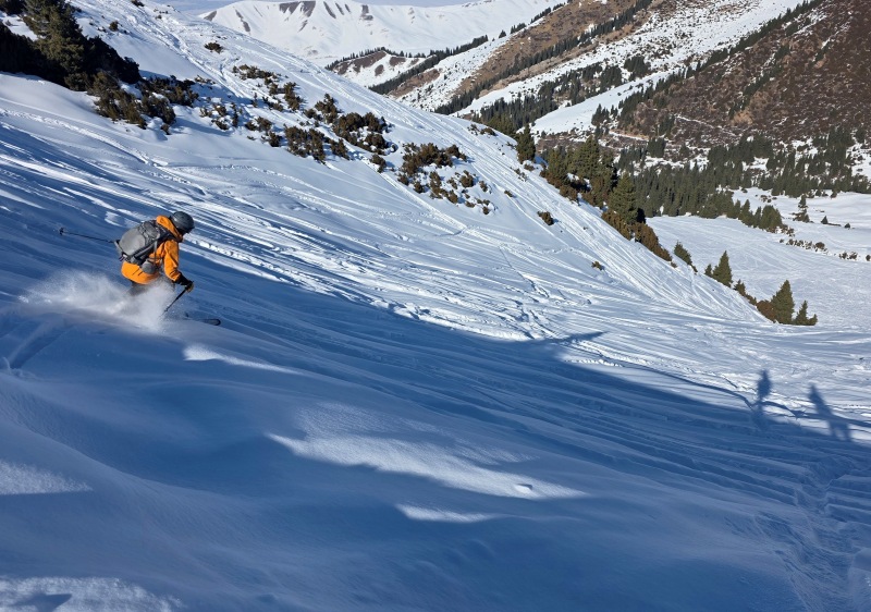 Karakol powder skiing out wide