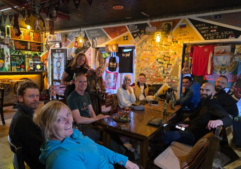 Drinks at The Hut in Karakol with the crew