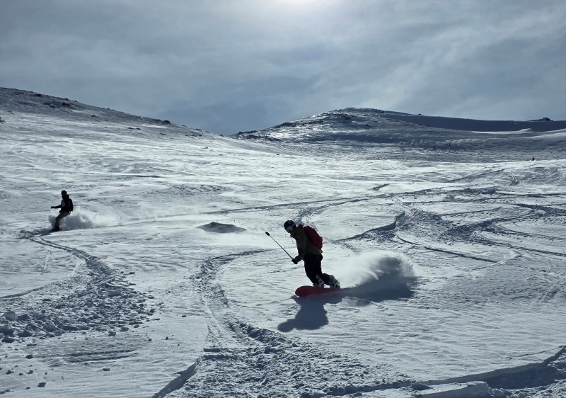 High alpine powder during cat skiing