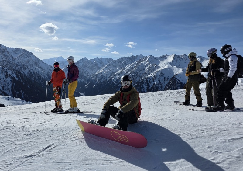Tour group on top of Karakol ski resort