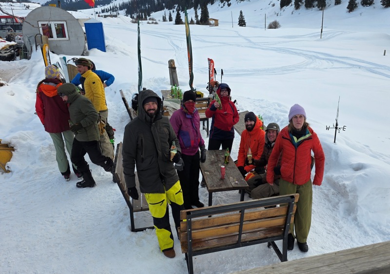 Celebrating the end of the skiing component
