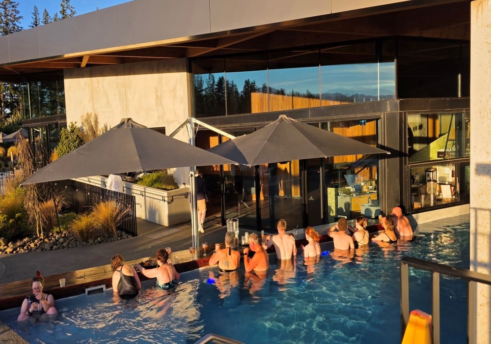 Poolside beer, cocktails & food at Opuke Spa, Methven