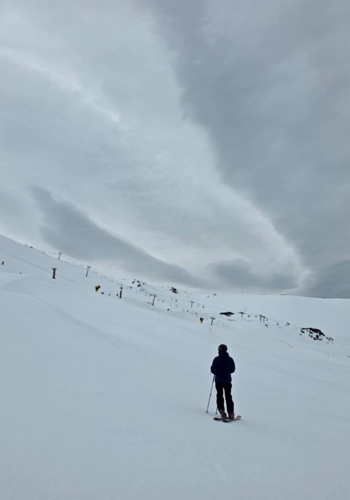 Under a moody sky at Mt Hutt