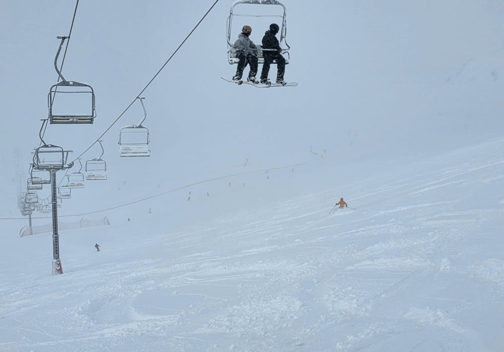 Powder skiing under Towers chair