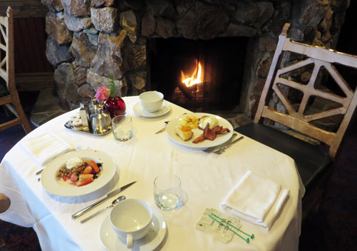 Lovely breakfast in front of the fire each morning